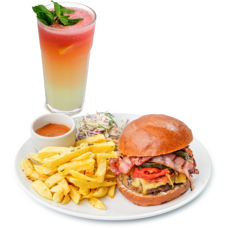 Art Burger + Strawberry lemonade