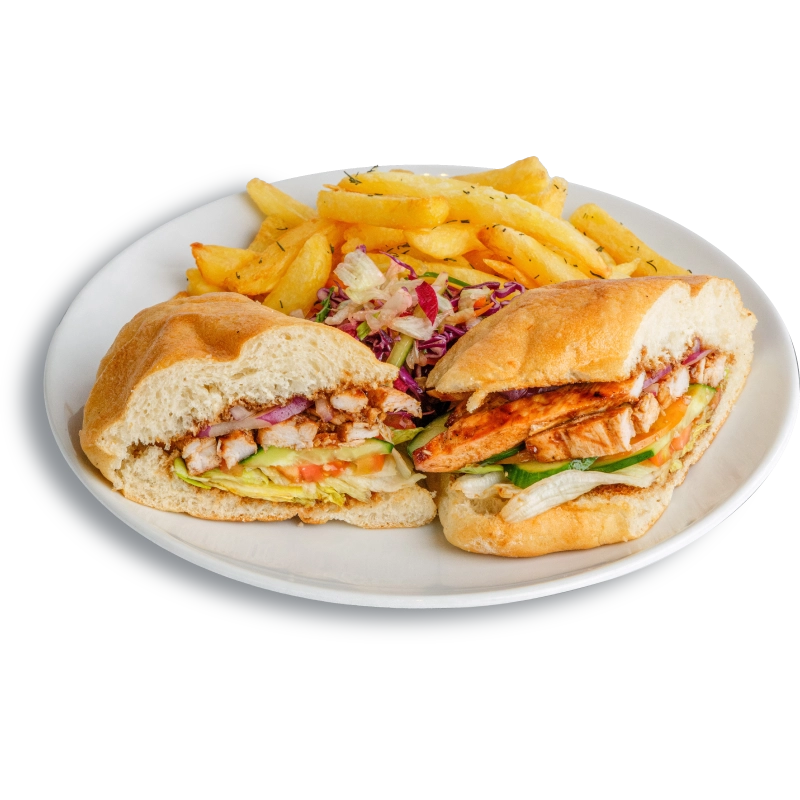 BBQ Chicken in Rustic Ciabatta Sandwich