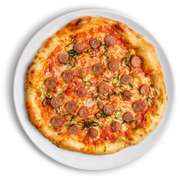 Beef Sausage Pizzas - Artcaffé Restaurant