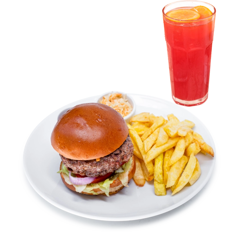 Classic Beef Burger + Hibiscus Lemonade - Artcaffé Restaurant