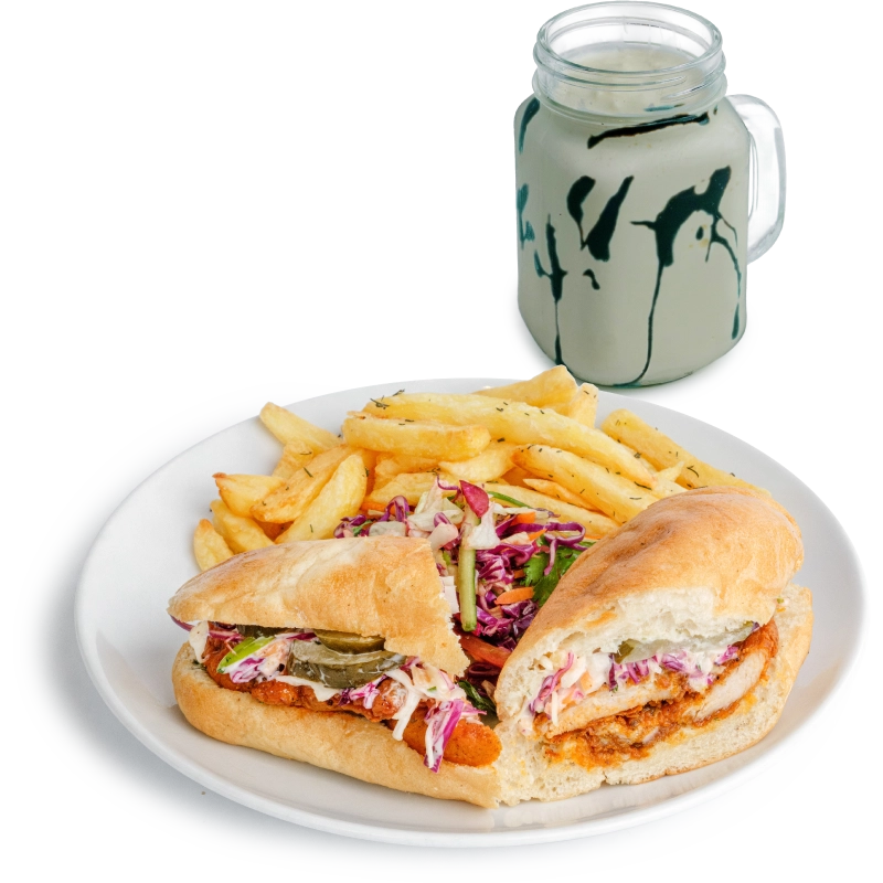 Fried Chicken Sandwich + S. Caramel Shake