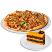 Pollo Pizza + Salted Caramel Cake Slice - Artcaffé Restaurant