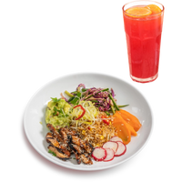 Teriyaki Chicken Bowl + Hibiscus Lemonade - Artcaffé Restaurant